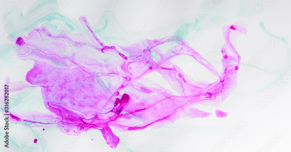 Watercolor pink and blue abstract background. splashes, washes, stain, brush strokes