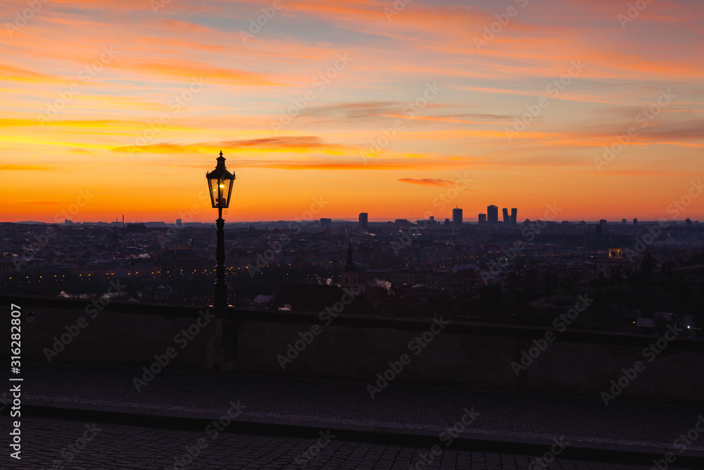 View on the Prague panorama next to Prague Castle in the morning, Prague, Czech Republic.