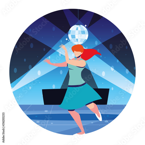 woman dancing in nightclub, party, dancing club, music and nightlife