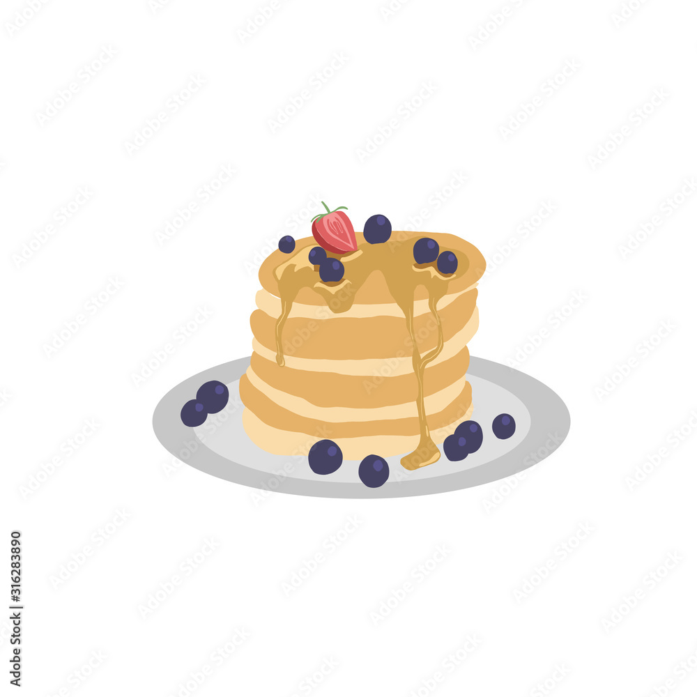 Pancakes with syrup and berries Pancakes with syrup and berries