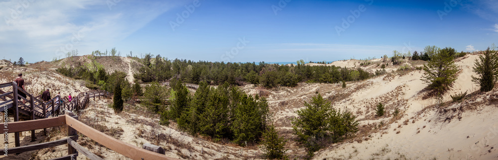 Panoramic view of dunes at Indiana Dunes National Park Panoramic view of dunes at Indiana Dunes National Park
