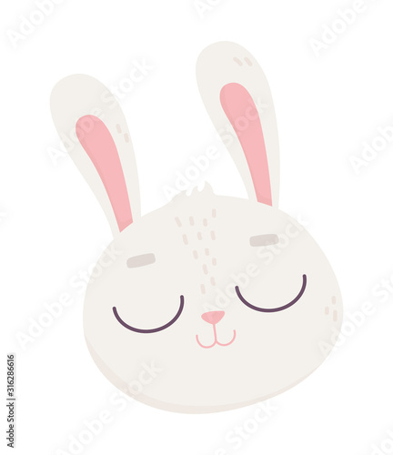 cute rabbit face close eyes cartoon icon