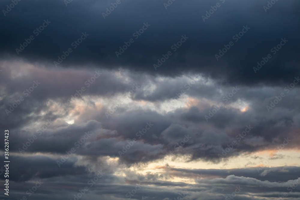 Dramatic sky clouds view texture background 
