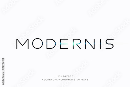 Modernis, a modern minimalist clean alphabet font. typography vector illustration design