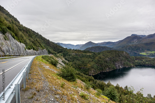 Cloudy summer day in Norway fjord nature travel 