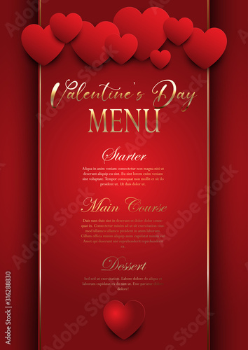Valentines Day elegant menu design