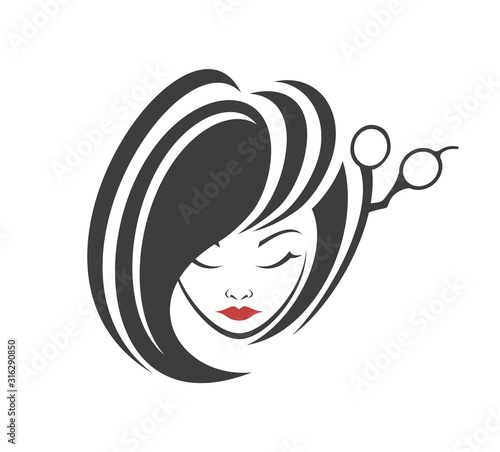 Creative design of hairdressing icon