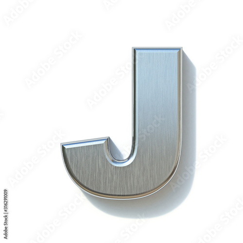 Brushed metal font Letter J 3D
