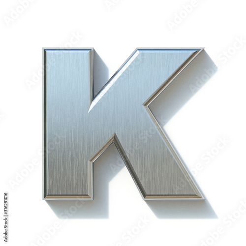 Brushed metal font Letter K 3D