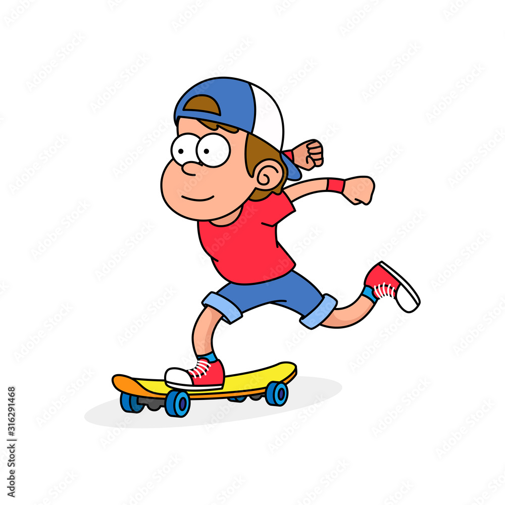 Skater boy character, vector retro cartoon illustration Skater boy character, vector retro cartoon illustration