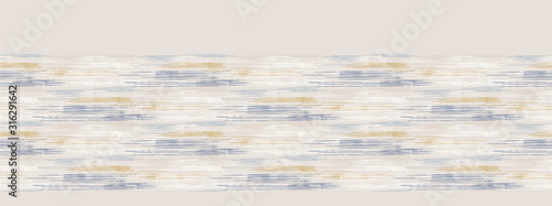 Grey french linen vector broken wave stripe border texture seamless pattern. Brush stroke grunge abstract banner background. Country farmhouse style textile. Irregular distressed wavy striped trim