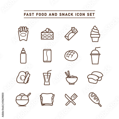 FAST FOOD AND SNACK ICON SET