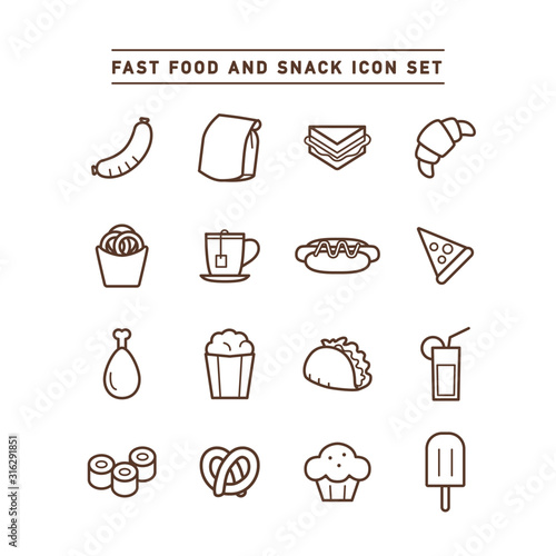 FAST FOOD AND SNACK ICON SET