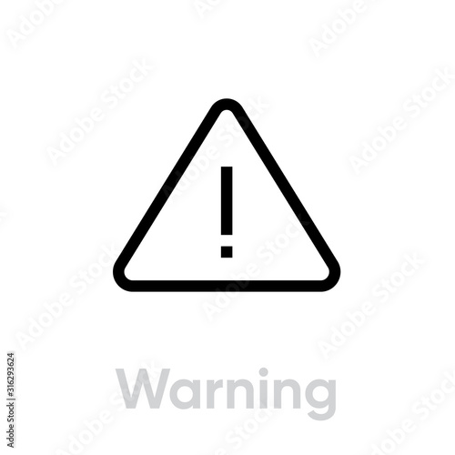 Warning Sign vector icon. Editable line illustration