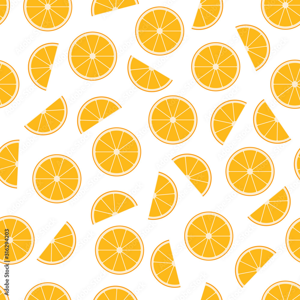 Orange Fruit Slice Seamless Pattern Background Vector Design