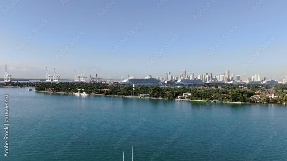 Approaching Symphony of the Sea, the largest cruise ship in the world, Miami USA Approaching Symphony of the Sea, the largest cruise ship in the world, Miami USA