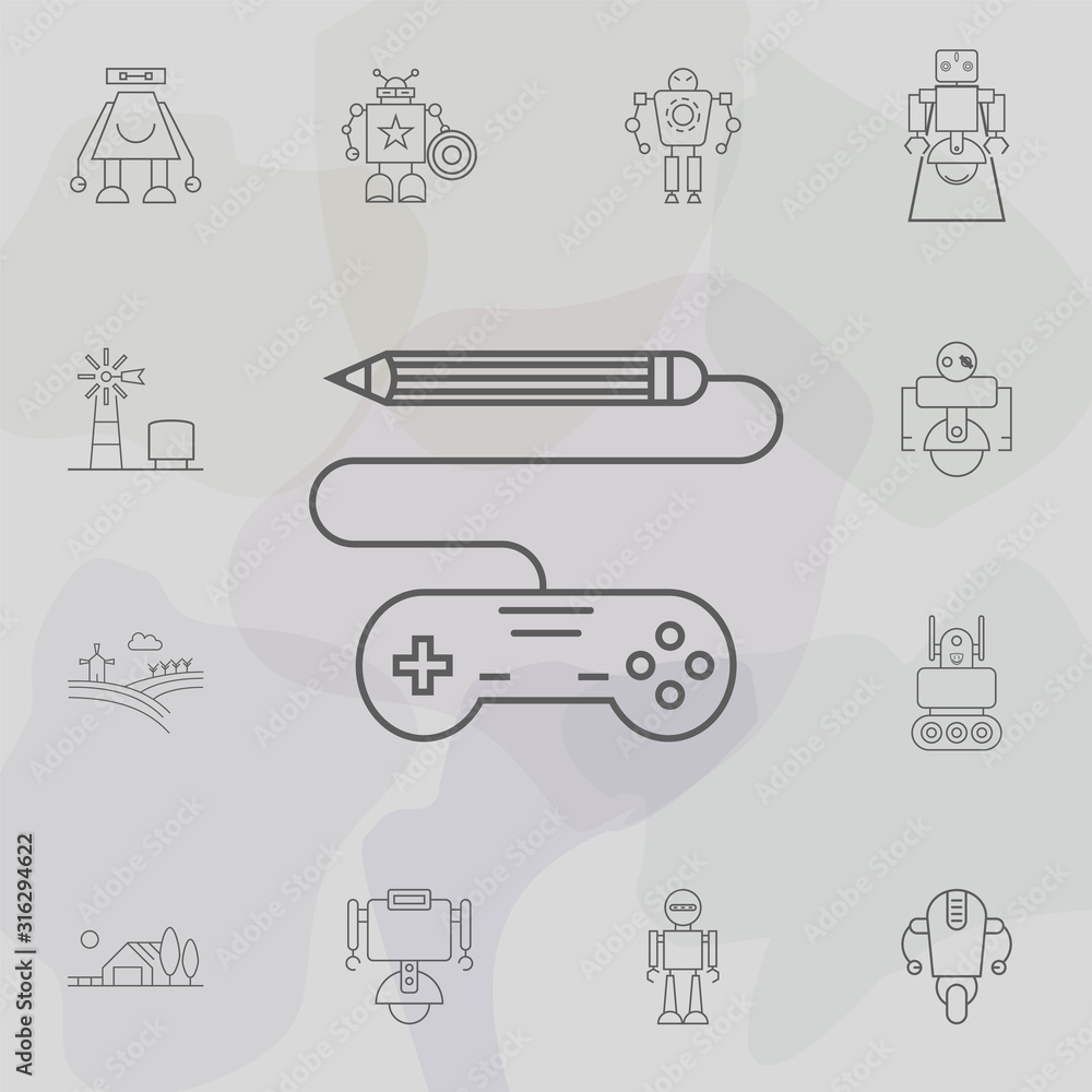 Joystick with pencil icon. Web icons universal set for web and mobile Joystick with pencil icon. Web icons universal set for web and mobile
