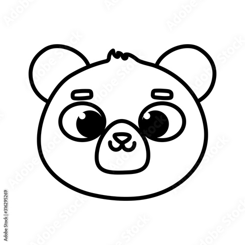 cute animal little bear teddy face cartoon icon thick line