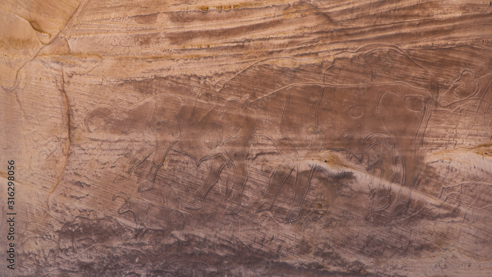 Ancient rock art in Sahara Desert