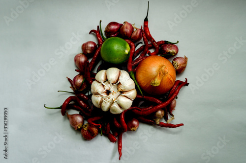 ingredients for Indonesian special chili sauce