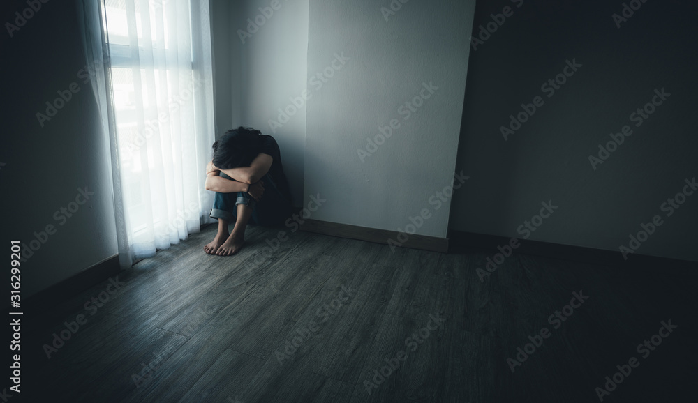 panic attacks alone young woman sad fear stressful depressed emotion.crying begging help.stop abusing domestic violence,person with health anxiety,people bad frustrated exhausted feeling down