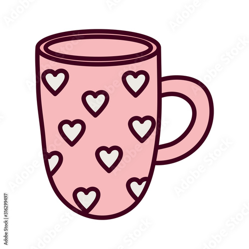 happy valentines day, coffee cup with hearts love decoration
