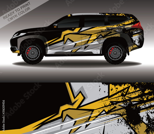 Car wrap decal design vector, custom livery race rally car vehicle sticker and tinting.