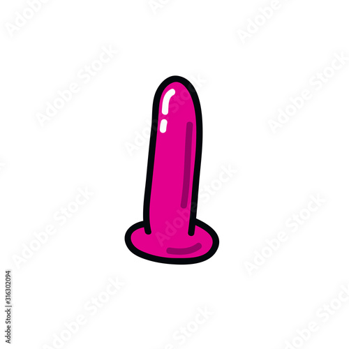 dildo sex toy doodle icon, vector illustration
