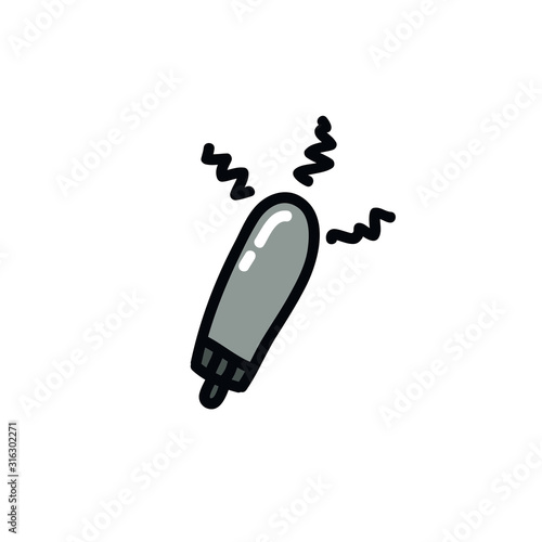 vibrator sex toy doodle icon, vector illustration