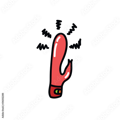 vibrator sex toy doodle icon, vector illustration