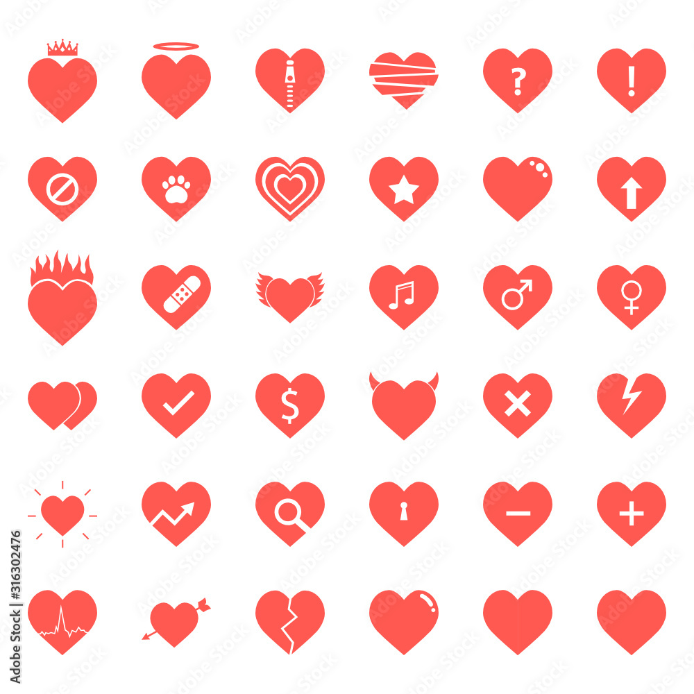 Heart Icons Set in Vector illustration