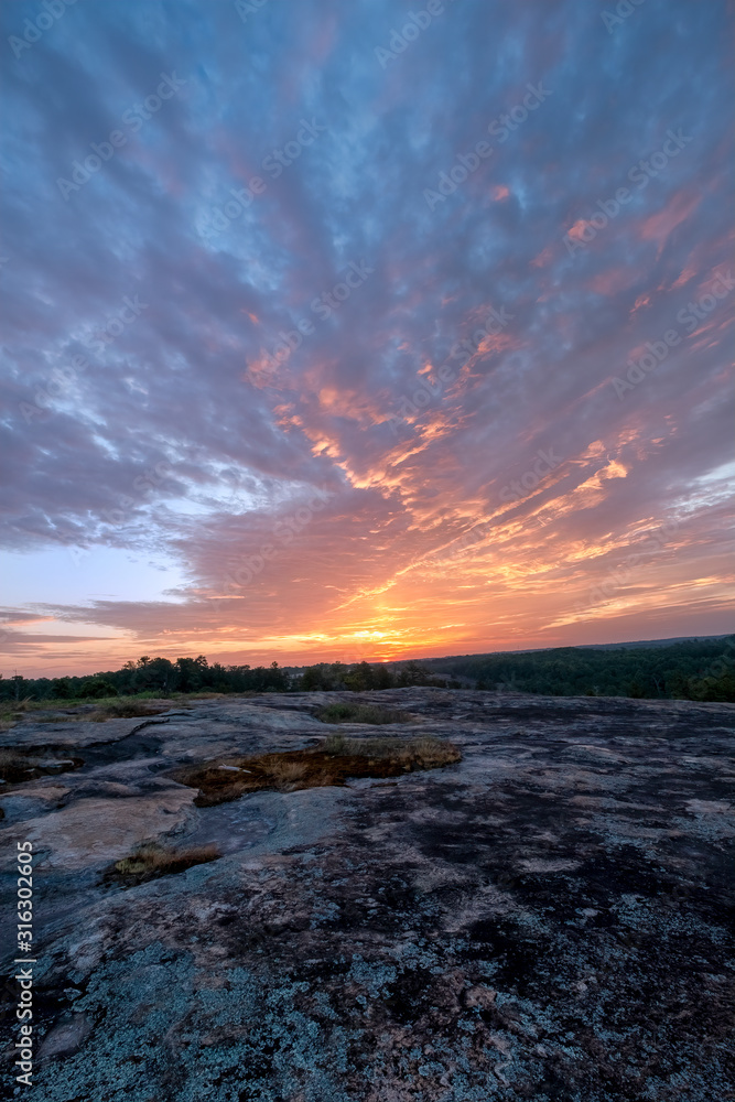 Fototapeta premium Sunrise on Arabia Mountain, Georgia, USA 