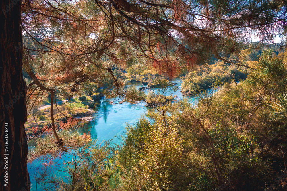 The turquoise water of the Waikato River