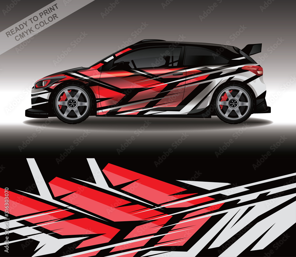 Car wrap decal design vector, custom livery race rally car vehicle sticker and tinting.