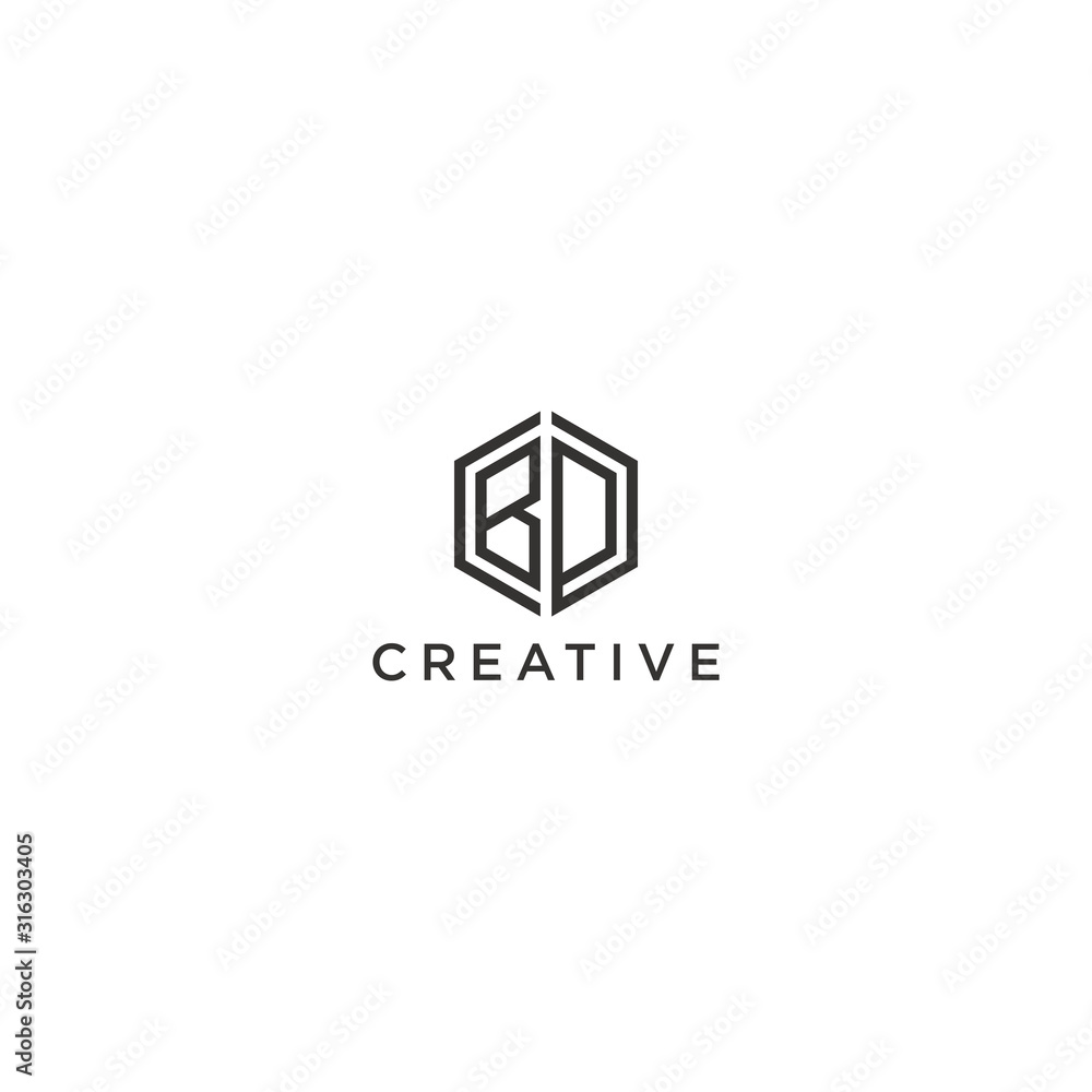 Modern Vector Logo LETTER initials BD. Modern Vector Logo LETTER initials BD.