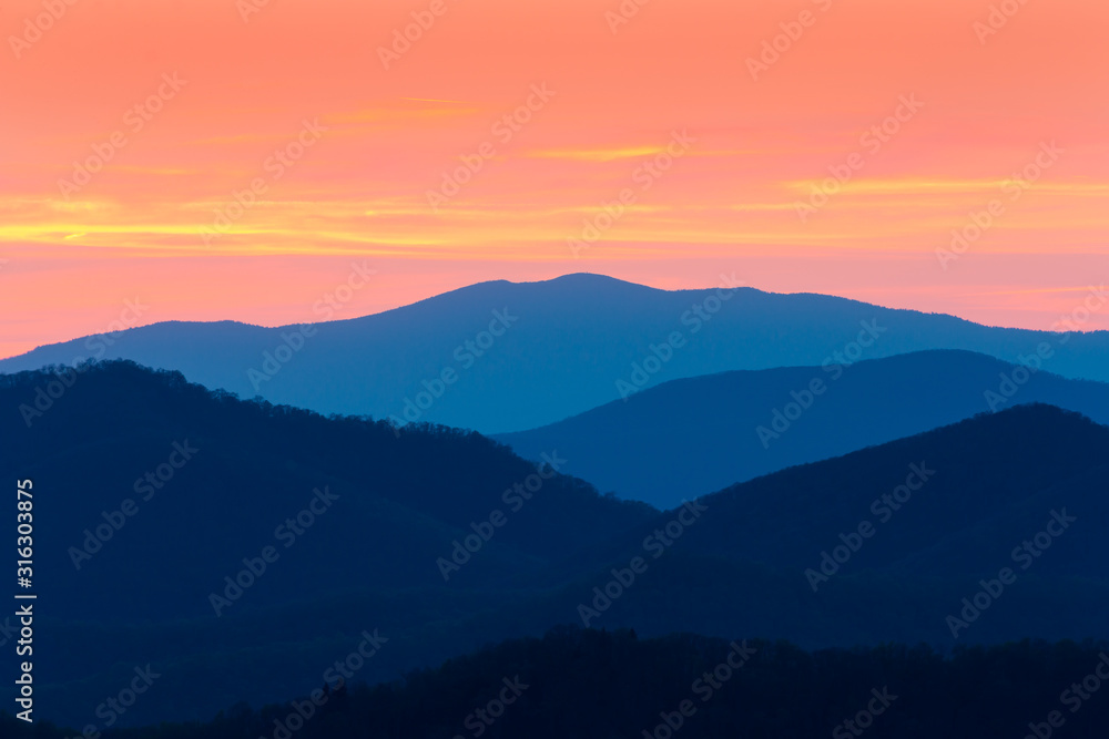 Blue Ridge mountains from Parkway in NC
