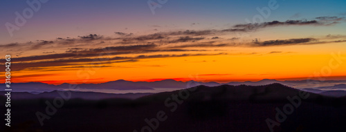 Glourious panorama of the Blue ridge mountains at sunrise