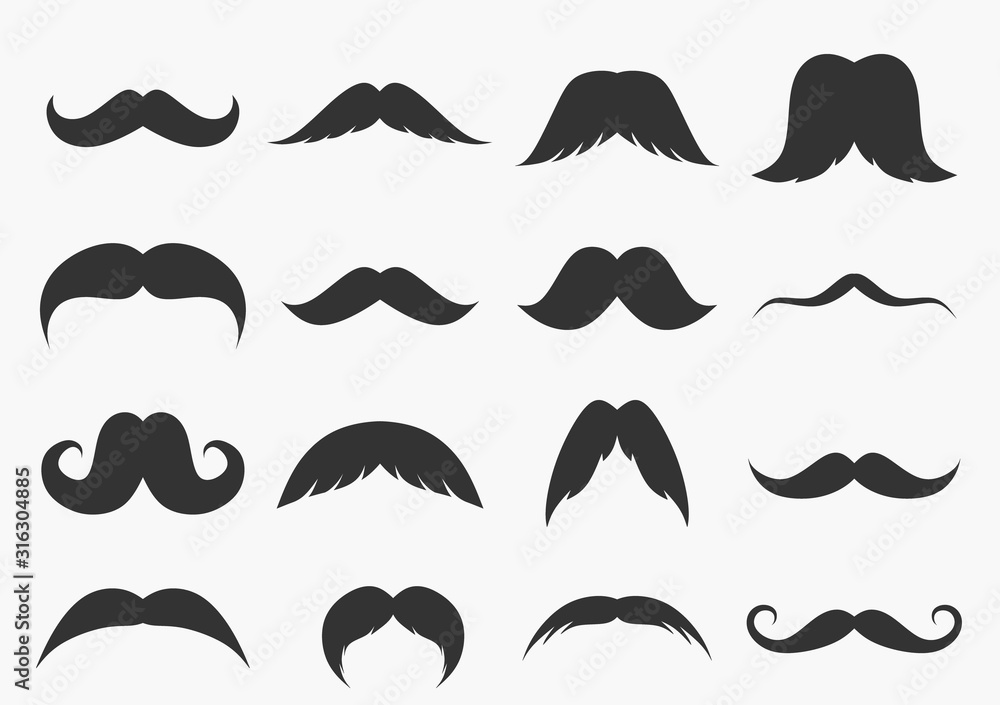 set of hipster mustache, vector set of hipster mustache, vector