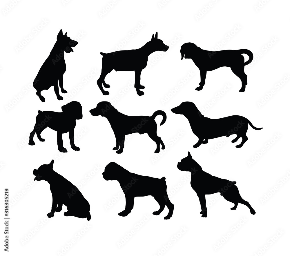 Dog Pet Activity Silhouettes, art vector design