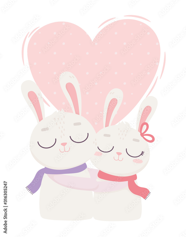 happy valentines day, cute bunny couple heart love romantic happy valentines day, cute bunny couple heart love romantic