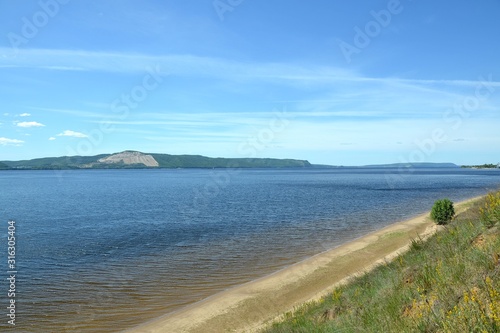 Fototapeta Naklejka Na Ścianę i Meble -  Beautiful view of the Volga expanses from the high Bank of the river