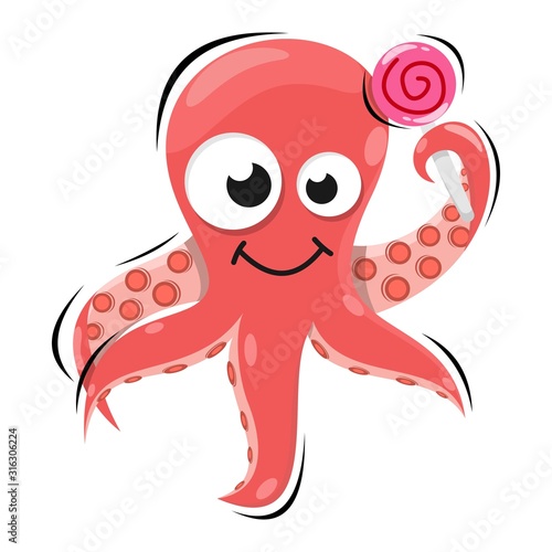 adorable cute squid mascot premium vector