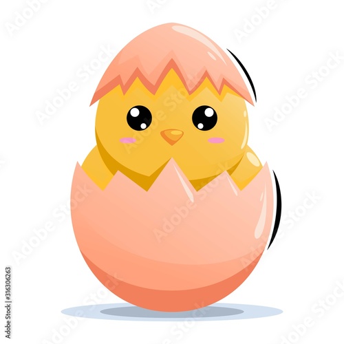 cute hatched chicken eggs mascot premium vector