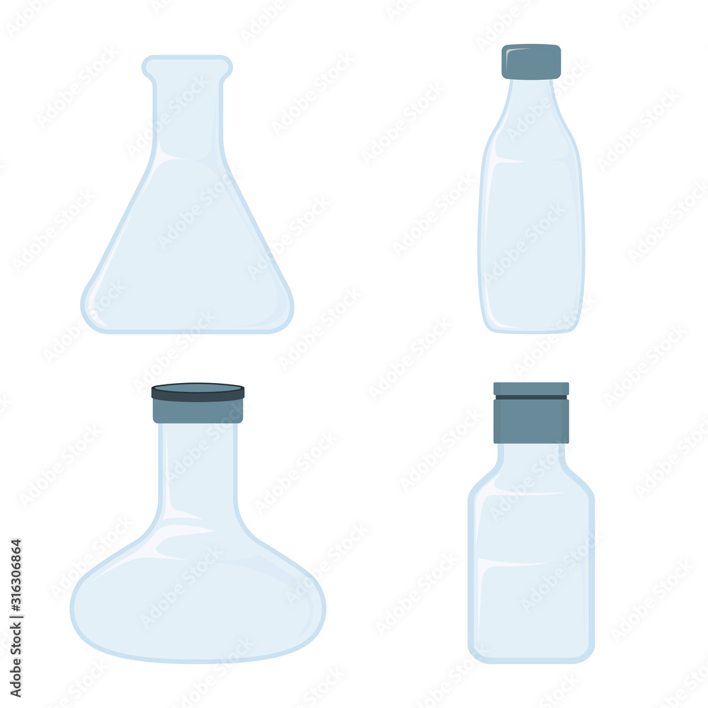 Flask set Concept Icon and Label. Health Research Symbol, Icon and Badge. Cartoon Vector illustration Flask set Concept Icon and Label. Health Research Symbol, Icon and Badge. Cartoon Vector illustration