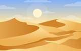 Beautiful Vast Desert Hill Mountain Arabian Horizon Landscape Illustration