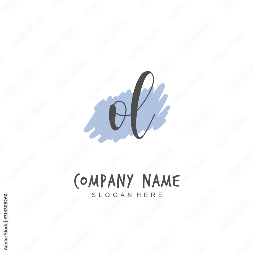 Handwritten initial letter O L OL for identity and logo. Vector logo template with handwriting and signature style.