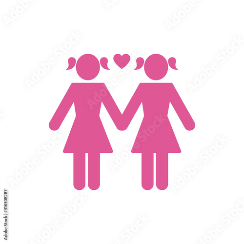 Isolated lesbians couple and heart vector design