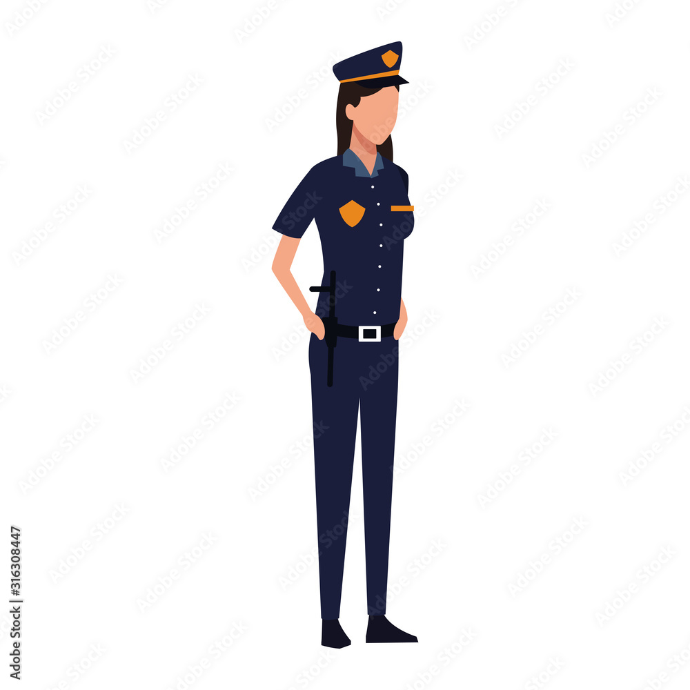 police woman standing icon, colorful design police woman standing icon, colorful design