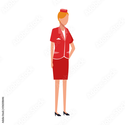 air hostess standing icon, colorful design