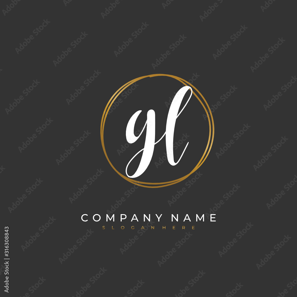 Handwritten initial letter G L GL for identity and logo. Vector logo template with handwriting and signature style. Handwritten initial letter G L GL for identity and logo. Vector logo template with handwriting and signature style.